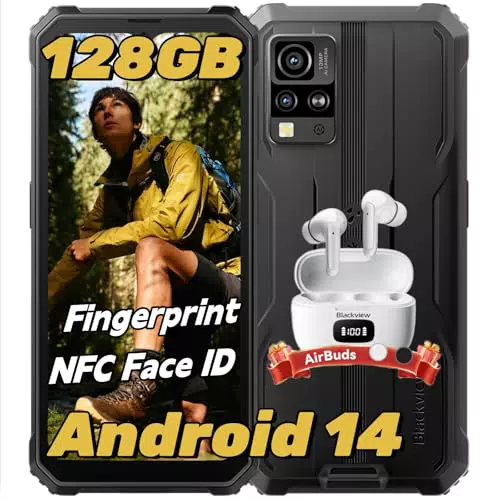 Blackview BV4800 Pro Smartphone Rugged Android 14, 12GB RAM, 128GB Storage, NFC
