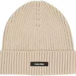 Calvin Klein Berretto in Maglia Classic Cotton Rib Beanie in Cotone