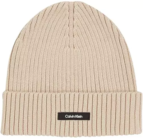 Calvin Klein Berretto in Maglia Classic Cotton Rib Beanie in Cotone