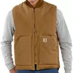 Carhartt Gilet Imbottito in Tela Firm Duck per Uomo con Collo A Costine
