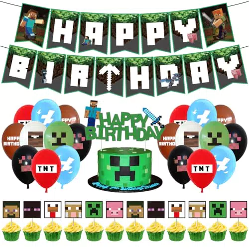 CBOSNF Palloncini Mine-Craft per Compleanno, Addobbi e Cake Topper Feste