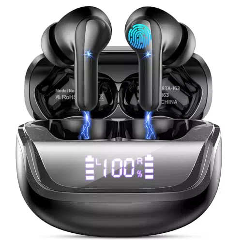Cuffie Bluetooth 5.4 HiFi con Cancellazione Rumore e Display LED, IP7 Impermeabili