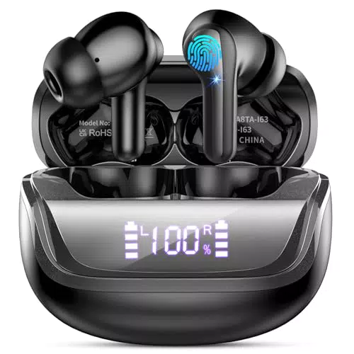 Cuffie Bluetooth 5.4 HiFi con Cancellazione Rumore e Display LED, Impermeabili IP7