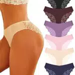 FINETOO Mutande Donna Senza Cuciture in Pizzo, Slip Sexy con Scollo a V