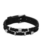 Fossil Bracciale da Uomo Leather Essentials JF04473040 in Pelle Nera