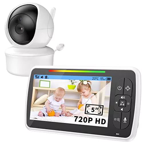 GAOEEIN Baby Monitor Video e Audio 5.0" con Visione Notturna e Modalità VOX