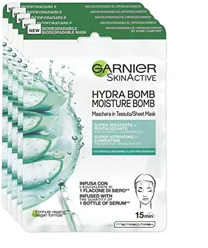 Garnier Maschera in Tessuto Skin Active Hydra Bomb, Formula Super Idratante e Rivitalizzante