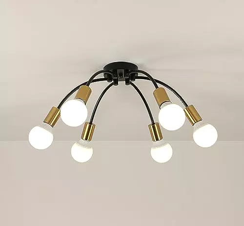 Goeco Plafoniera Vintage E27, Lampadario Industriale per Soggiorno e Camera