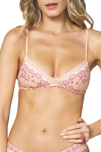 Goldenpoint Brassière in Pizzo Floreale Bicolore con Imbottitura Removibile