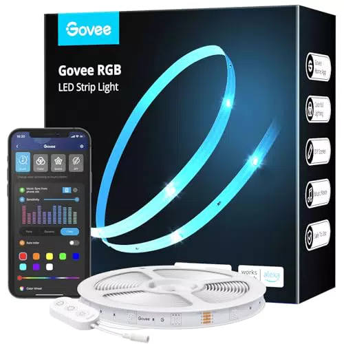 Govee Striscia LED Smart WiFi, Compatibile con Alexa e Google Home, Sincronizzazione Musicale