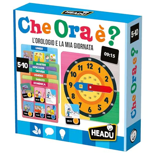 Headu Orologio Educativo "Che Ora È" per Bambini 5-10 Anni, Made in Italy
