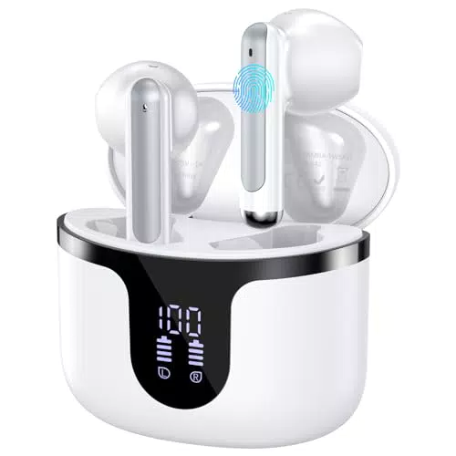HKERR Cuffie Bluetooth 5.3 con Cancellazione Rumore e Display LED Impermeabili