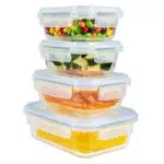 Home Fleek Contenitori in Vetro per Alimenti con Coperchio - Ermetici e Impilabili