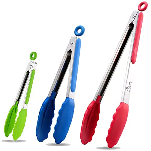 Hotec Pinze da Cucina in Acciaio Inossidabile e Silicone con Sistema di Bloccaggio