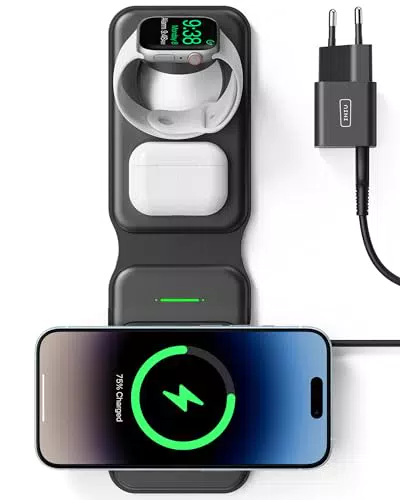 INIU Caricatore Wireless 3 in 1 MagSafe per iPhone, Apple Watch e AirPods