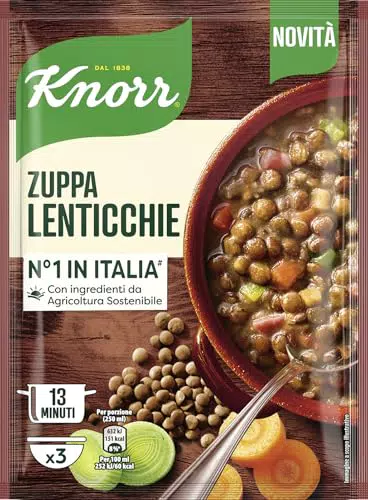 Knorr Zuppa di Lenticchie con Verdure Sostenibili, Senza Coloranti e Ricca di Fibre