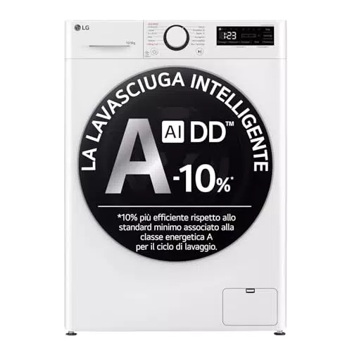 LG Lavasciuga AI DD D4R5010TSWS, Classe A, TurboWash360, Steam, Eco Hybrid