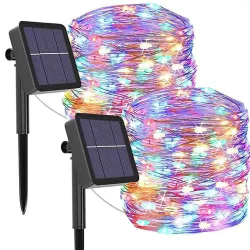 Luci Solari Esterno 12M Catena Luminosa Impermeabile con 8 Modalità Decorativa