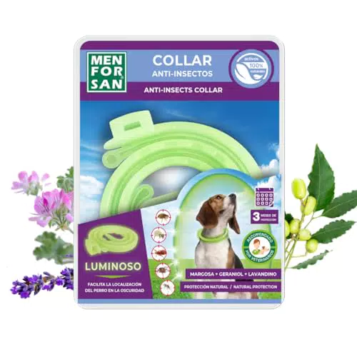 Menforsan Collare Luminescente Anti-Insetti per Cani con Repellenti Naturali
