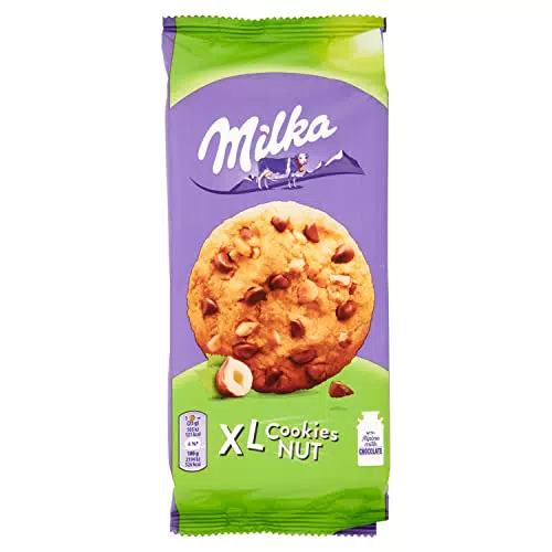 Milka Cookies XL Nut - Biscotti Croccanti con Pepite di Cioccolato e Nocciole