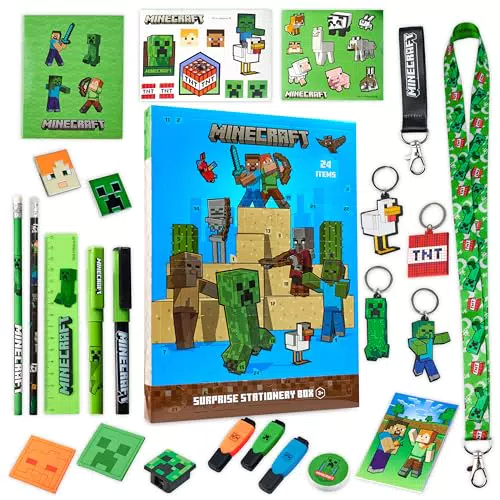 Minecraft Calendario dell'Avvento 2024 per Bambini con Cancelleria