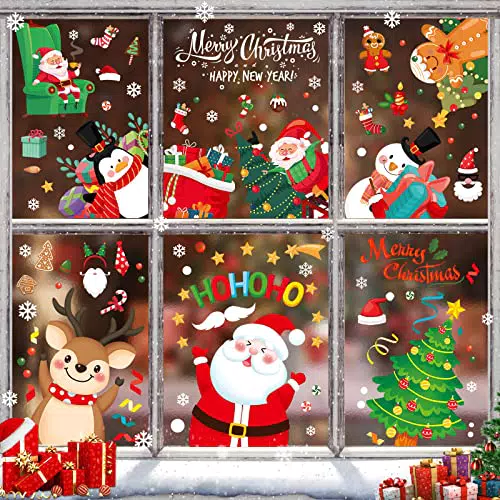 Multper Vetrofanie Natalizie per Finestre - Adesivi Decorativi Riutilizzabili