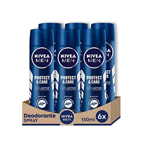 NIVEA MEN Deodorante Spray Protect & Care 0% Alcol, Antitraspirante 48h