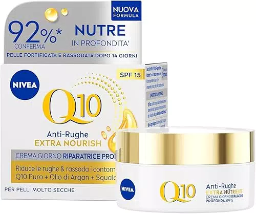 NIVEA Crema Giorno Anti-Rughe Extra Nutriente SPF 15 con Coenzima Q10 e Olio di Argan