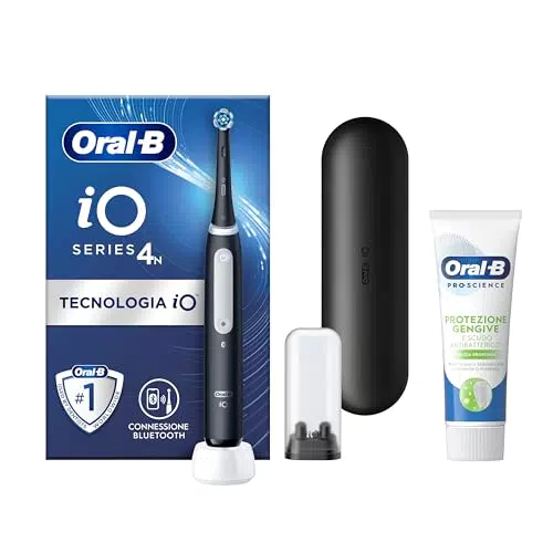 Oral-B Spazzolino Elettrico Ricaricabile iO 4 con Testina di Ricambio e Dentifricio