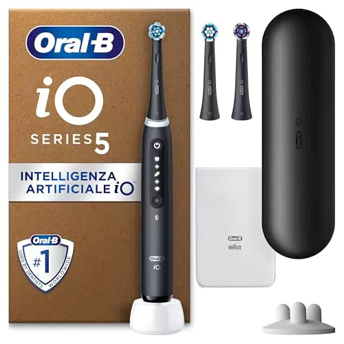 Oral-B Spazzolino Elettrico Ricaricabile iO 5 con Testine di Ricambio e Custodia