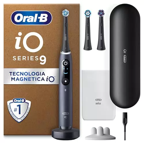Oral-B Spazzolino Elettrico Ricaricabile iO 9 con Testine di Ricambio e Custodia
