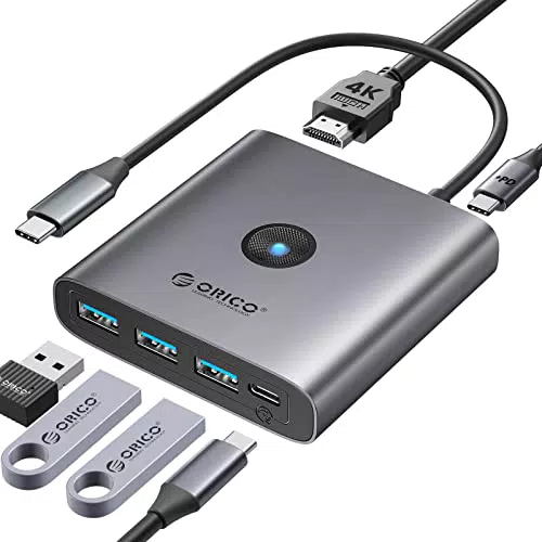 ORICO Hub USB C 6-in-1 con Ricarica PD 100W e HDMI 4K per MacBook Pro