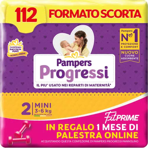 Pampers Progressi & Fit Prime Mini, 112 Pannolini, Taglia 2