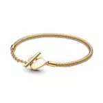 Pandora Bracciale a forma di cuore Moments in maglia snake placcato oro