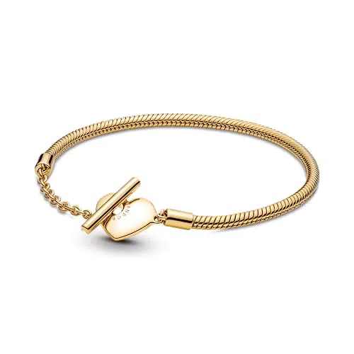 Pandora Bracciale a forma di cuore Moments in maglia snake placcato oro