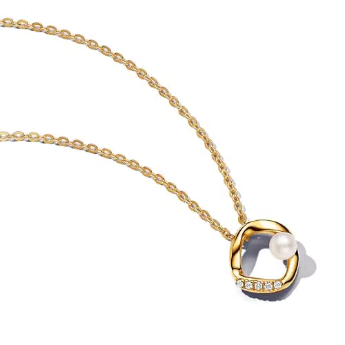 Pandora Collana Essence placcata in oro 14k con perle coltivate d'acqua dolce