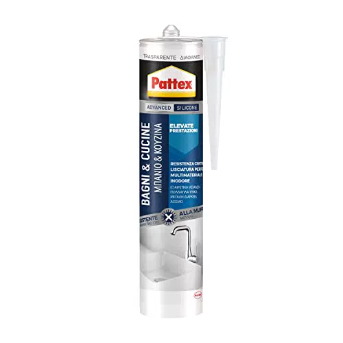 Pattex Silicone Trasparente Impermeabile per Bagni e Cucine, Antimuffa