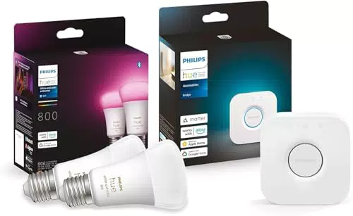 Philips Hue Starter Kit Lampadine Smart E27 Dimmerabili con Hue Bridge
