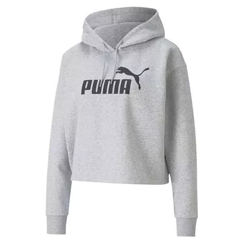 PUMA Felpa Cropped con Cappuccio e Logo Essentials da Donna