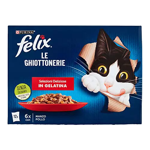 Purina Felix Ghiottonerie Cibo Umido per Gatti con Pollo e Manzo