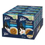 Purina Felix Soup Original Cibo Umido per Gatti con Merluzzo, Tonno e Platessa, 8 Confezioni con 48 Buste