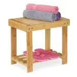 Relaxdays Sgabello Poggiapiedi in Bambù per Bagno - Resistente e Pratico