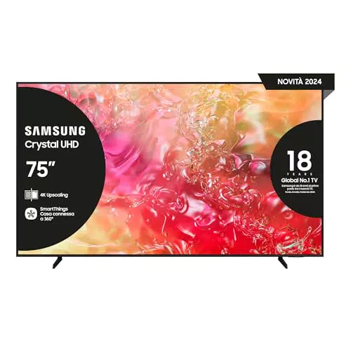Samsung Smart TV UE75DU7170UXZT 75" Crystal 4K UHD con Bixby e Assistenti Vocali