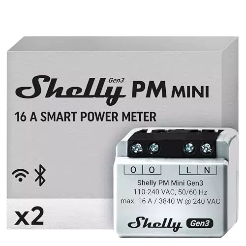 Shelly PM Mini Gen3 - Misuratore di consumo intelligente Wi-Fi e Bluetooth