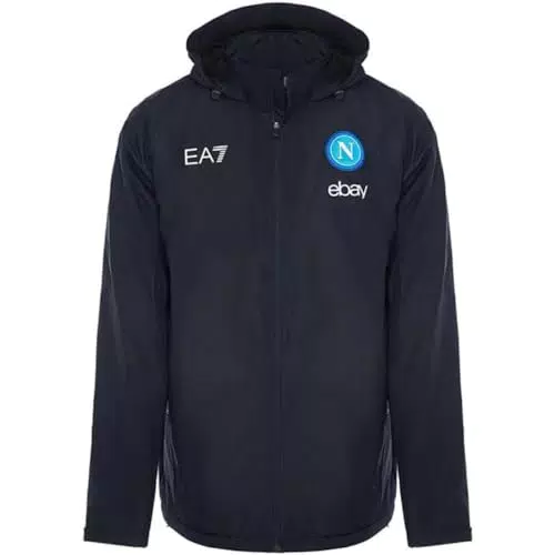 EA7 Giacca Antivento Pesante Ufficiale SSC Napoli con Cappuccio e Zip