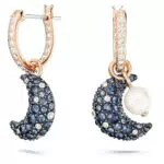 Swarovski Luna Orecchini Pendenti con Perla di Cristallo e Design Asimmetrico