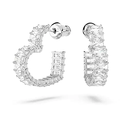 Swarovski Matrix Orecchini a Cerchio con Motivo a Cuore in Cristallo e Zirconia