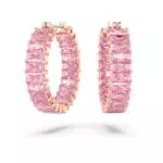 Swarovski Orecchini a Cerchio con Zirconia a Taglio Baguette Placcati Oro Rosa
