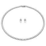 Swarovski Matrix Collana e Orecchini con Zirconia a Taglio Tondo Placcati Rodio