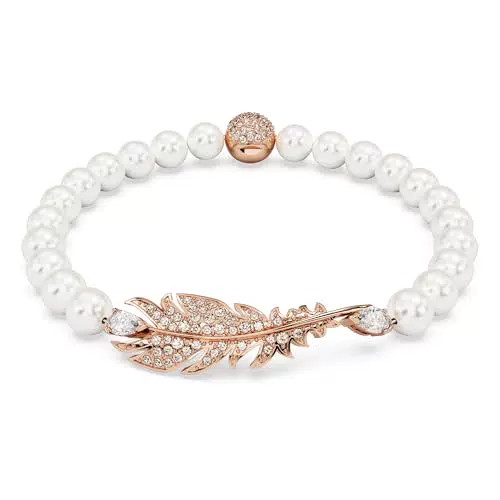 Swarovski Braccialetto Nice con Motivo a Piuma e Cristalli di Zirconia